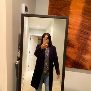 Oak and Fort navy wool fitted jacket with stretch